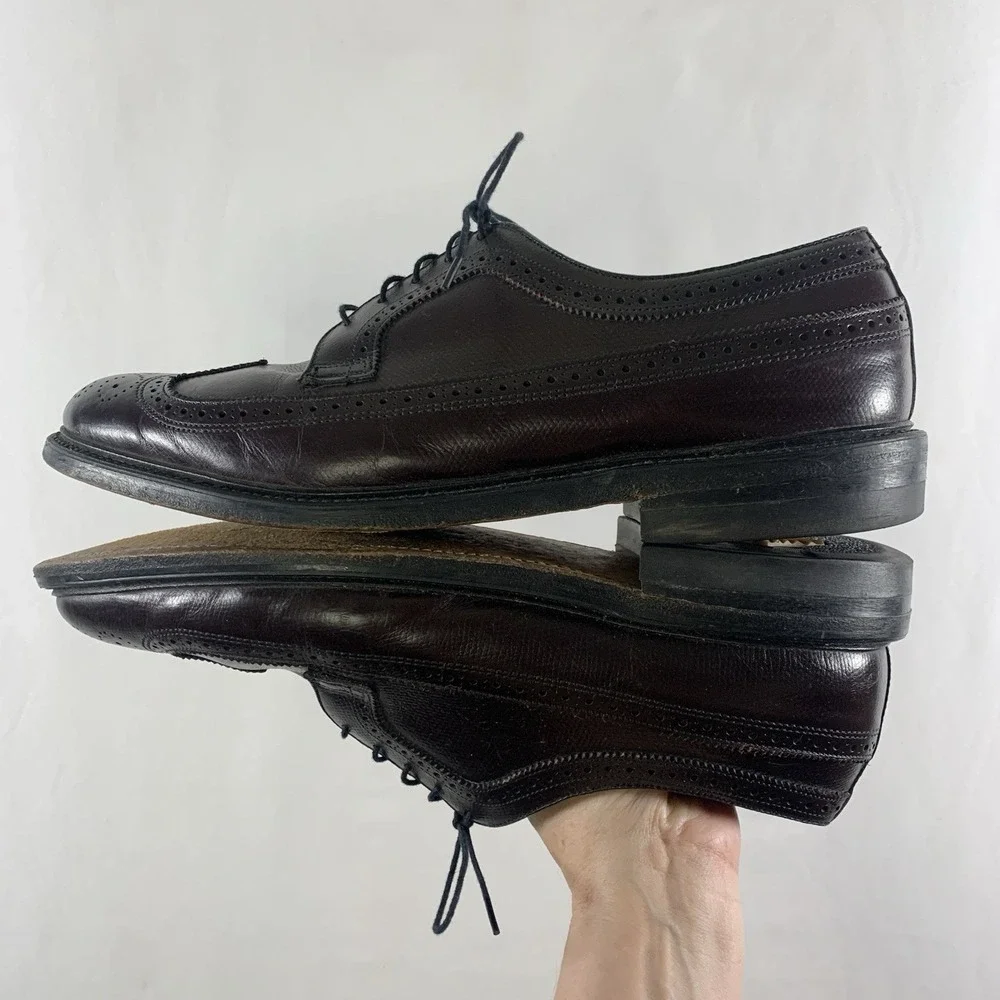 Executive Imperial Mens Brogue Wingtip Derby Dress Shoes Size 11 D Burgundy USA